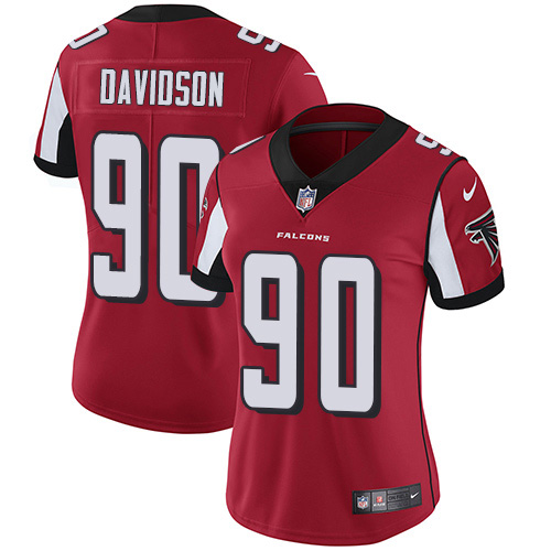Nike Falcons #90 Marlon Davidson Red Team Color Women's Stitched NFL Vapor Untouchable Limited Jersey