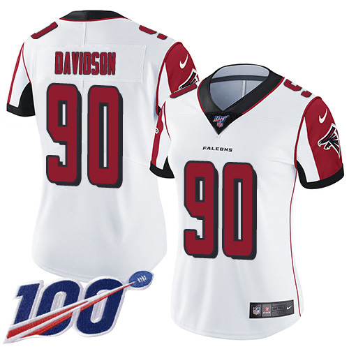 Nike Falcons #90 Marlon Davidson White Women's Stitched NFL 100th Season Vapor Untouchable Limited Jersey