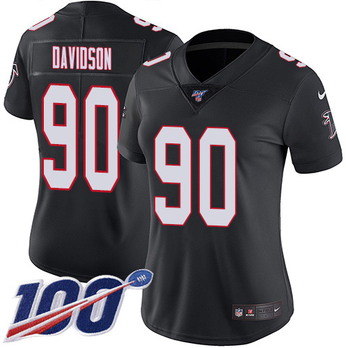 Nike Falcons #90 Marlon Davidson Black Alternate Women's Stitched NFL 100th Season Vapor Untouchable Limited Jersey