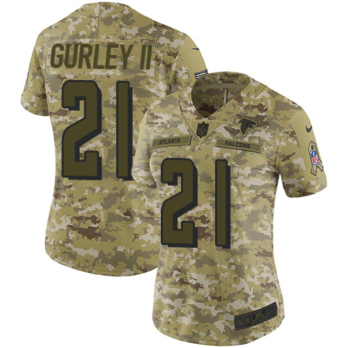 Nike Falcons #21 Todd Gurley II Camo Women's Stitched NFL Limited 2018 Salute To Service Jersey