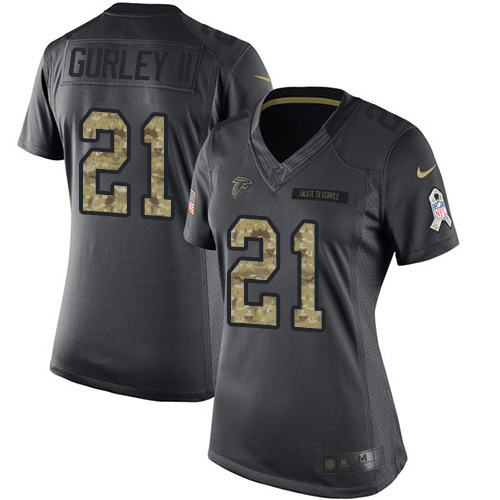 Nike Falcons #21 Todd Gurley II Black Women's Stitched NFL Limited 2016 Salute to Service Jersey