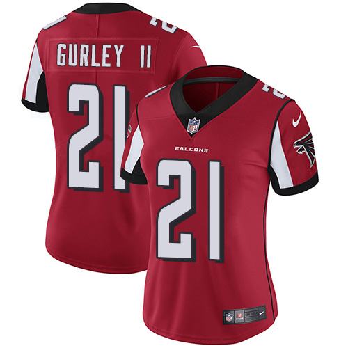 Nike Falcons #21 Todd Gurley II Red Team Color Women's Stitched NFL Vapor Untouchable Limited Jersey