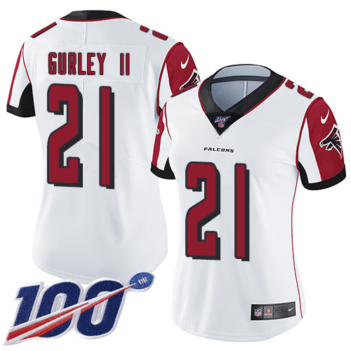 Nike Falcons #21 Todd Gurley II White Women's Stitched NFL 100th Season Vapor Untouchable Limited Jersey
