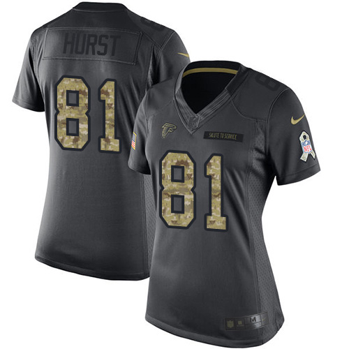 Nike Falcons #81 Hayden Hurst Black Women's Stitched NFL Limited 2016 Salute to Service Jersey