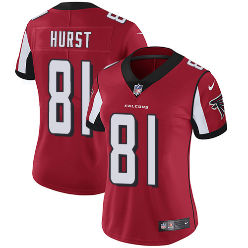 Nike Falcons #81 Hayden Hurst Red Team Color Women's Stitched NFL Vapor Untouchable Limited Jersey