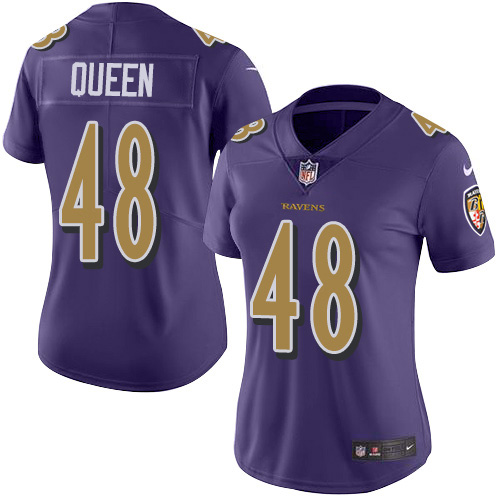 Nike Ravens #48 Patrick Queen Purple Women's Stitched NFL Limited Rush Jersey