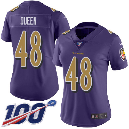 Nike Ravens #48 Patrick Queen Purple Women's Stitched NFL Limited Rush 100th Season Jersey