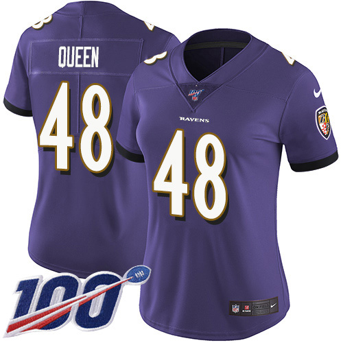 Nike Ravens #48 Patrick Queen Purple Team Color Women's Stitched NFL 100th Season Vapor Untouchable Limited Jersey