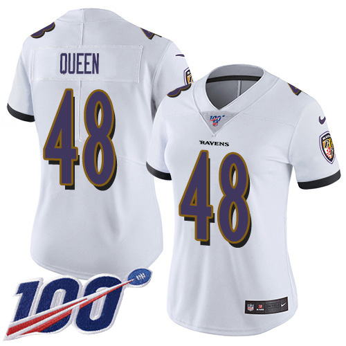 Nike Ravens #48 Patrick Queen White Women's Stitched NFL 100th Season Vapor Untouchable Limited Jersey
