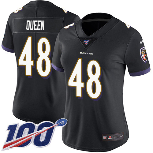 Nike Ravens #48 Patrick Queen Black Alternate Women's Stitched NFL 100th Season Vapor Untouchable Limited Jersey
