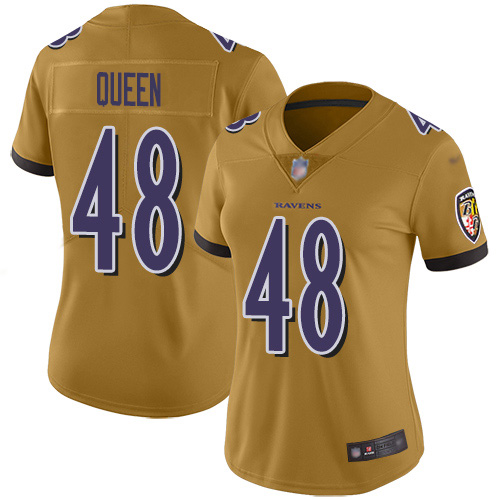 Nike Ravens #48 Patrick Queen Gold Women's Stitched NFL Limited Inverted Legend Jersey