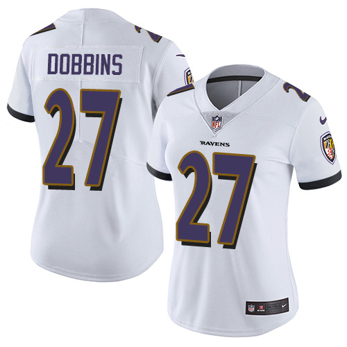 Nike Ravens #27 J.K. Dobbins White Women's Stitched NFL Vapor Untouchable Limited Jersey