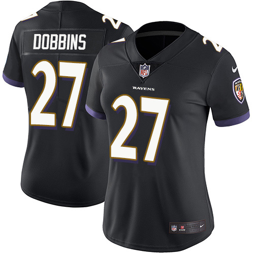 Nike Ravens #27 J.K. Dobbins Black Alternate Women's Stitched NFL Vapor Untouchable Limited Jersey