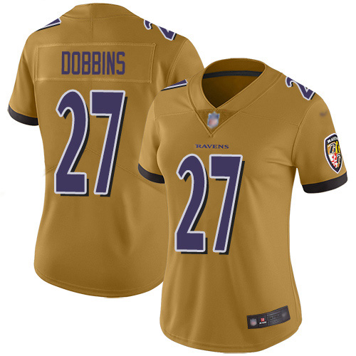 Nike Ravens #27 J.K. Dobbins Gold Women's Stitched NFL Limited Inverted Legend Jersey Nike Ravens #27 J.K. Dobbins Gold Women's Stitched NFL Limited Inverted Legend Jersey