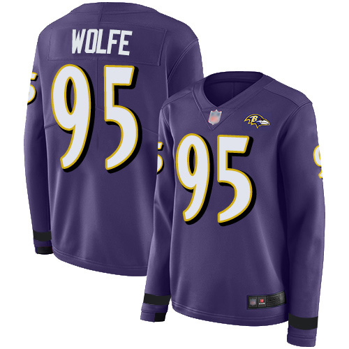 Nike Ravens #95 Derek Wolfe Purple Team Color Women's Stitched NFL Limited Therma Long Sleeve Jersey Nike Ravens #95 Derek Wolfe Purple Team Color Women's Stitched NFL Limited Therma Long Sleeve Jersey