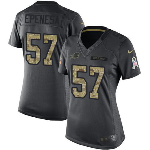 Nike Bills #57 A.J. Epenesas Black Women's Stitched NFL Limited 2016 Salute to Service Jersey