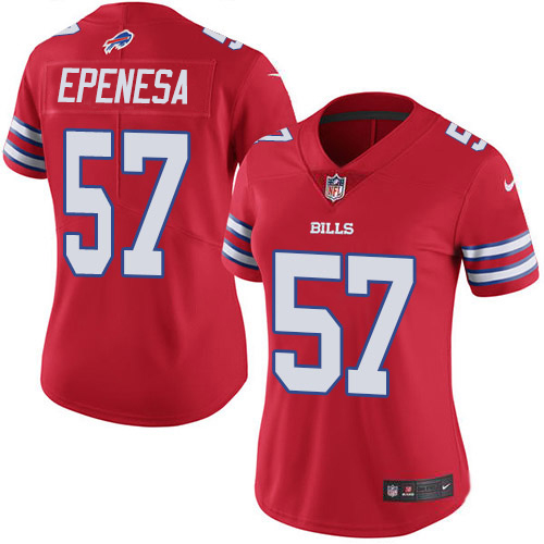 Nike Bills #57 A.J. Epenesas Red Women's Stitched NFL Limited Rush Jersey