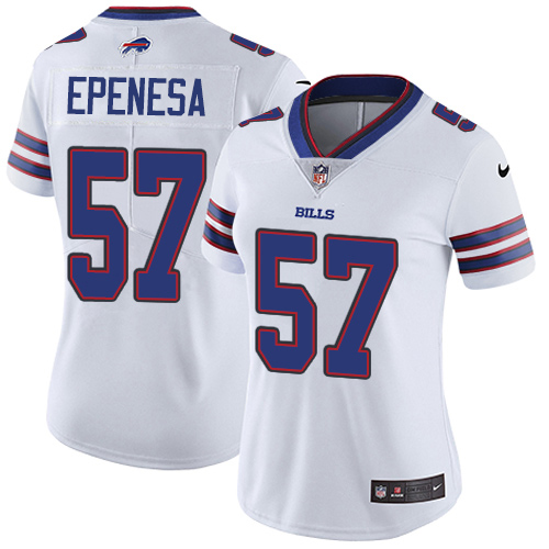Nike Bills #57 A.J. Epenesas White Women's Stitched NFL Vapor Untouchable Limited Jersey