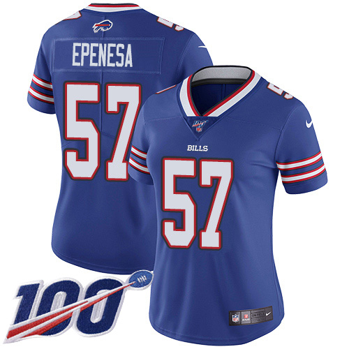 Nike Bills #57 A.J. Epenesas Royal Blue Team Color Women's Stitched NFL 100th Season Vapor Untouchable Limited Jersey Nike Bills #57 A.J. Epenesas Royal Blue Team Color Women's Stitched NFL 100th Season Vapor Untouchable Limited Jersey