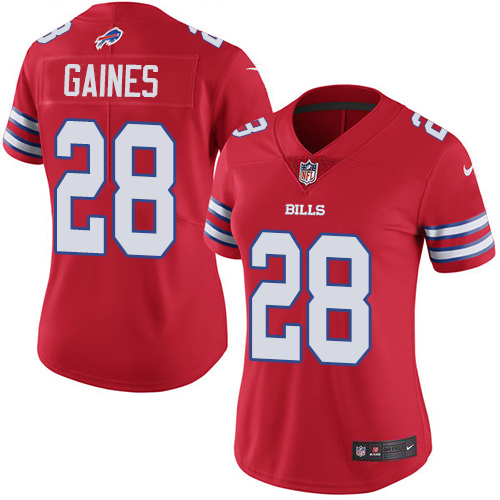 Nike Bills #28 E.J. Gaines Red Women's Stitched NFL Limited Rush Jersey