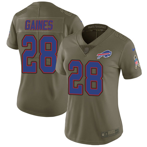 Nike Bills #28 E.J. Gaines Olive Women's Stitched NFL Limited 2017 Salute To Service Jersey
