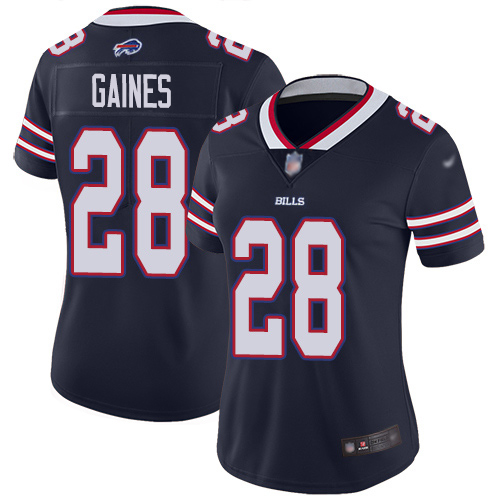 Nike Bills #28 E.J. Gaines Navy Women's Stitched NFL Limited Inverted Legend Jersey