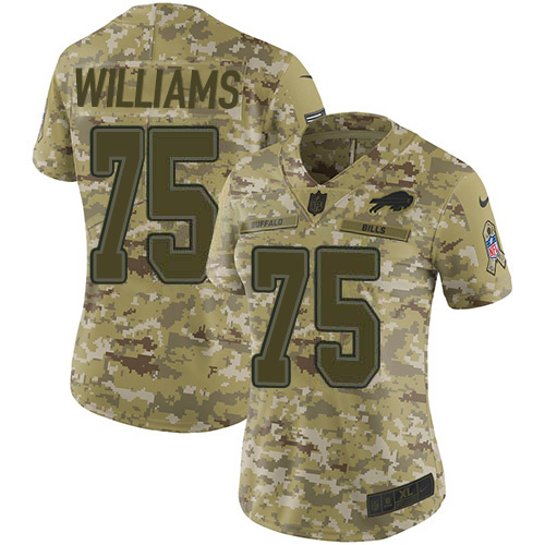 Nike Bills #75 Daryl Williams Camo Women's Stitched NFL Limited 2018 Salute To Service Jersey