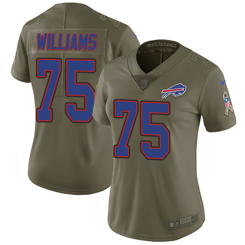 Nike Bills #75 Daryl Williams Olive Women's Stitched NFL Limited 2017 Salute To Service Jersey