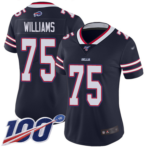 Nike Bills #75 Daryl Williams Navy Women's Stitched NFL Limited Inverted Legend 100th Season Jersey