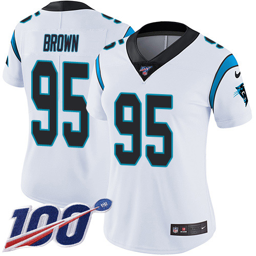 Nike Panthers #95 Derrick Brown White Women's Stitched NFL 100th Season Vapor Untouchable Limited Jersey Nike Panthers #95 Derrick Brown White Women's Stitched NFL 100th Season Vapor Untouchable Limited Jersey