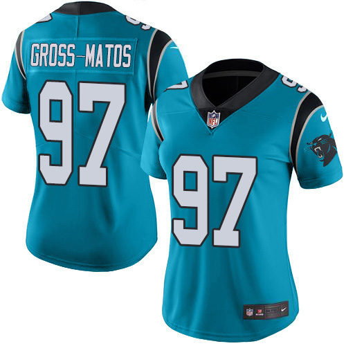 Nike Panthers #97 Yetur Gross-Matos Blue Women's Stitched NFL Limited Rush Jersey