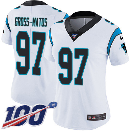 Nike Panthers #97 Yetur Gross-Matos White Women's Stitched NFL 100th Season Vapor Untouchable Limited Jersey