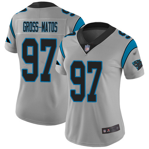 Nike Panthers #97 Yetur Gross-Matos Silver Women's Stitched NFL Limited Inverted Legend Jersey