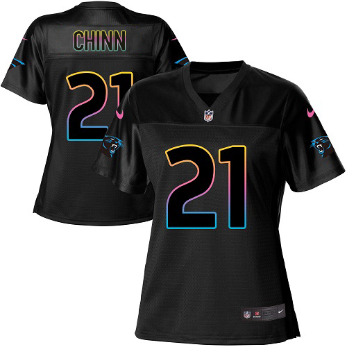 Nike Panthers #21 Jeremy Chinn Black Women's NFL Fashion Game Jersey