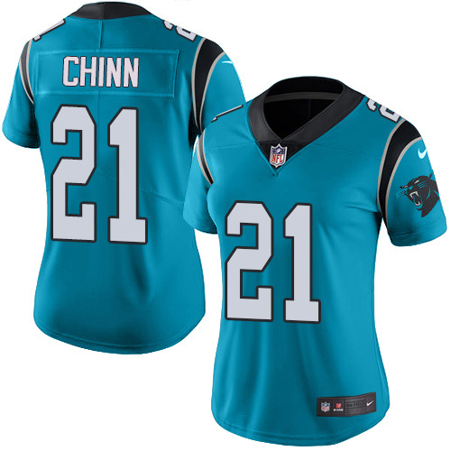 Nike Panthers #21 Jeremy Chinn Blue Women's Stitched NFL Limited Rush Jersey