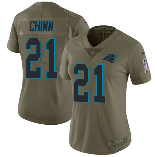 Nike Panthers #21 Jeremy Chinn Olive Women's Stitched NFL Limited 2017 Salute To Service Jersey