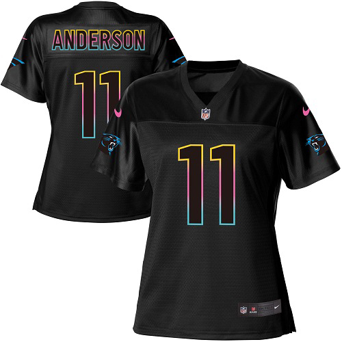 Nike Panthers #11 Robby Anderson Black Women's NFL Fashion Game Jersey