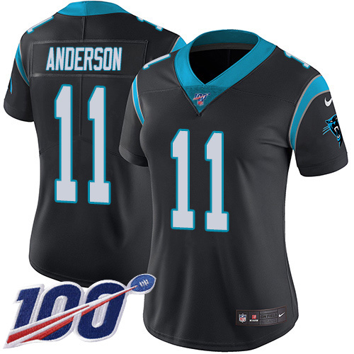Nike Panthers #11 Robby Anderson Black Team Color Women's Stitched NFL 100th Season Vapor Untouchable Limited Jersey Nike Panthers #11 Robby Anderson Black Team Color Women's Stitched NFL 100th Season Vapor Untouchable Limited Jersey