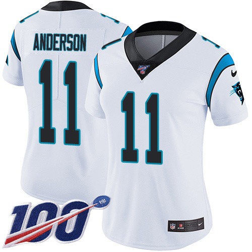 Nike Panthers #11 Robby Anderson White Women's Stitched NFL 100th Season Vapor Untouchable Limited Jersey Nike Panthers #11 Robby Anderson White Women's Stitched NFL 100th Season Vapor Untouchable Limited Jersey