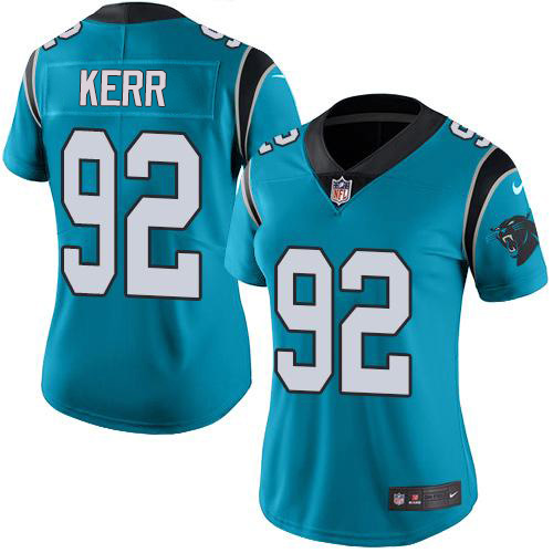 Nike Panthers #92 Zach Kerr Blue Women's Stitched NFL Limited Rush Jersey