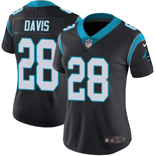 Nike Panthers #28 Mike Davis Black Team Color Women's Stitched NFL Vapor Untouchable Limited Jersey