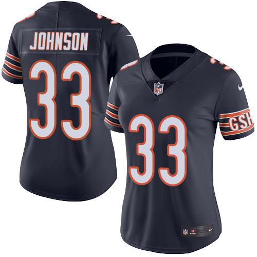 Nike Bears #33 Jaylon Johnson Navy Blue Team Color Women's Stitched NFL Vapor Untouchable Limited Jersey