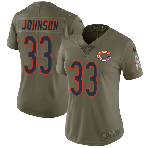 Nike Bears #33 Jaylon Johnson Olive Women's Stitched NFL Limited 2017 Salute To Service Jersey