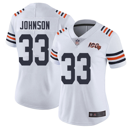 Nike Bears #33 Jaylon Johnson White Alternate Women's Stitched NFL Vapor Untouchable Limited 100th Season Jersey