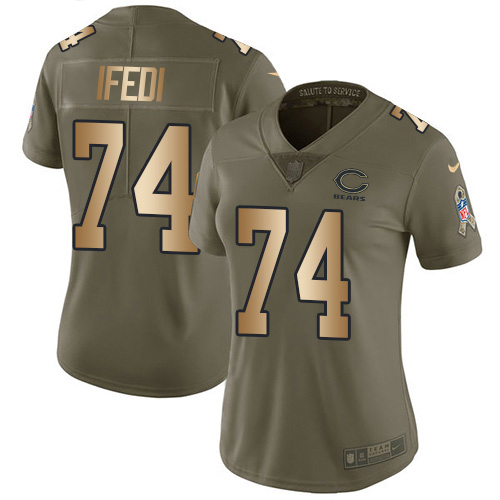 Nike Bears #74 Germain Ifedi Olive/Gold Women's Stitched NFL Limited 2017 Salute To Service Jersey