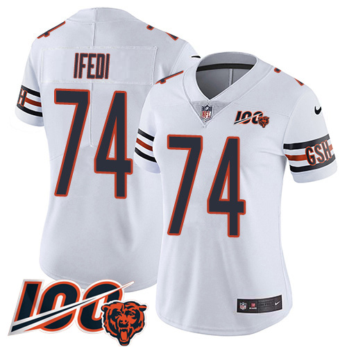 Nike Bears #74 Germain Ifedi White Women's Stitched NFL 100th Season Vapor Untouchable Limited Jersey