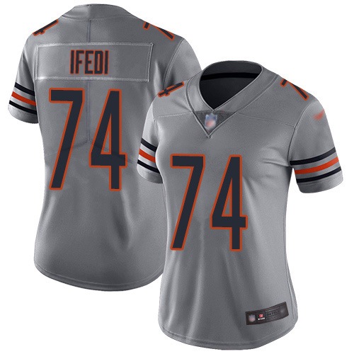 Nike Bears #74 Germain Ifedi Silver Women's Stitched NFL Limited Inverted Legend Jersey