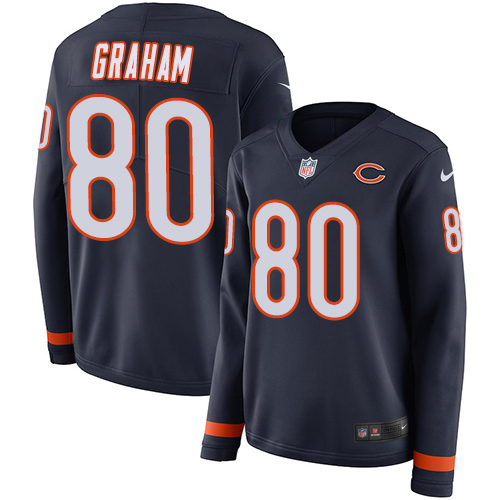 Nike Bears #80 Jimmy Graham Navy Blue Team Color Women's Stitched NFL Limited Therma Long Sleeve Jersey