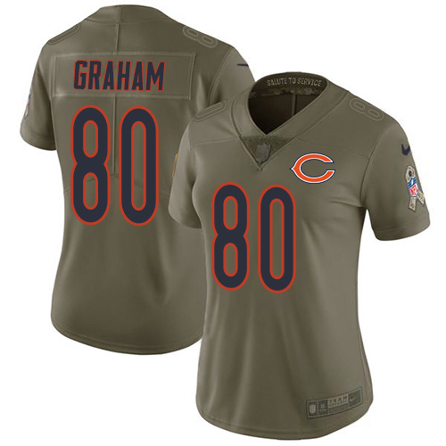 Nike Bears #80 Jimmy Graham Olive Women's Stitched NFL Limited 2017 Salute To Service Jersey