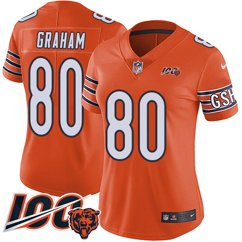 Nike Bears #80 Jimmy Graham Orange Women's Stitched NFL Limited Rush 100th Season Jersey